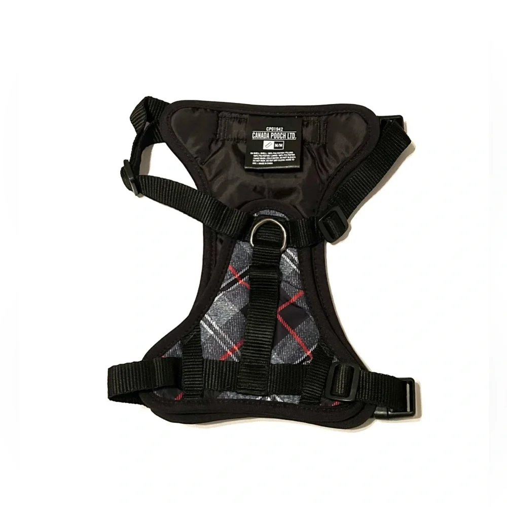 Canada Pooch Everything Plaid Dog Durable Dog Harness - Black, Gray, and Red